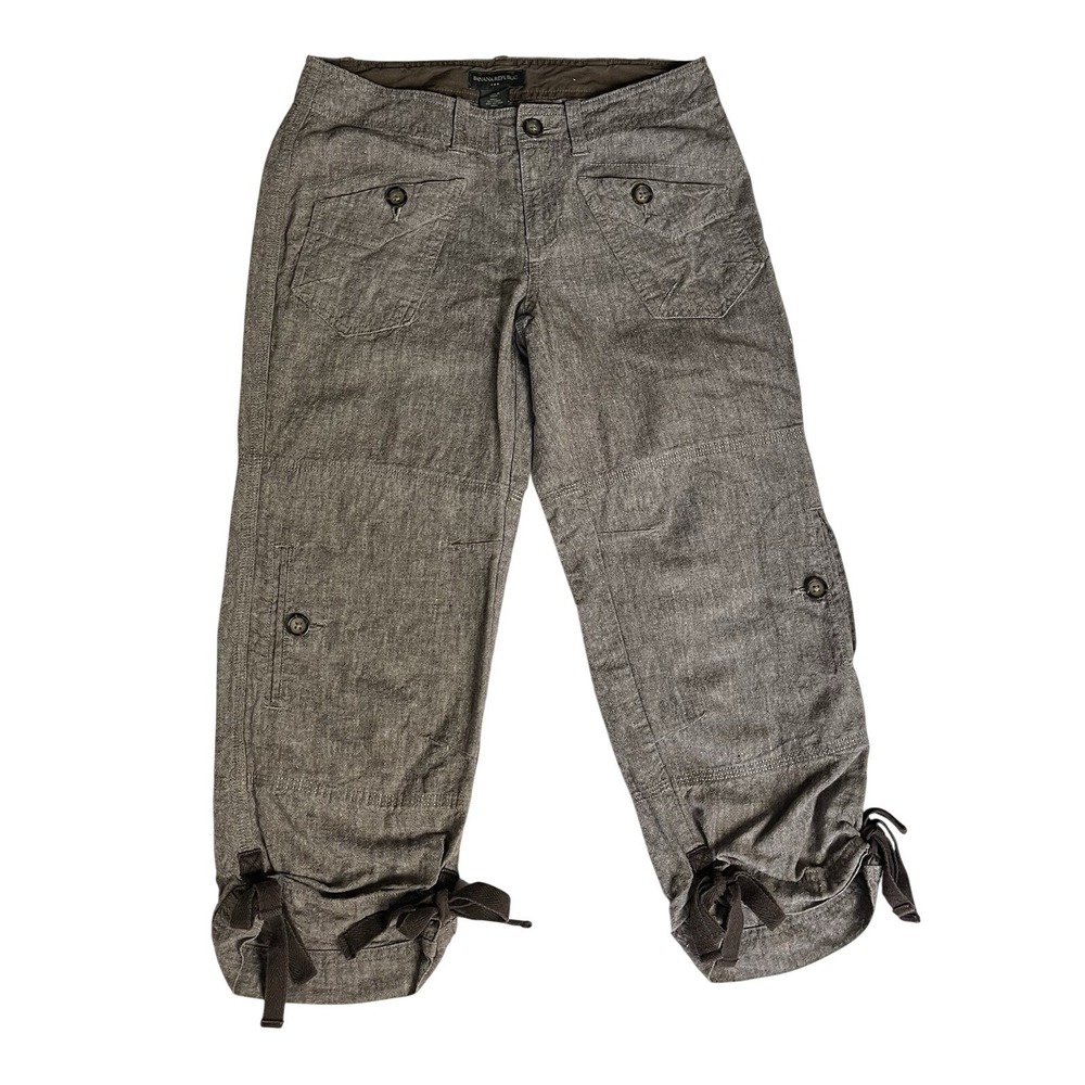 Banana Republic Brown Cargo Pants Size 2 Linen & Cotton Blend